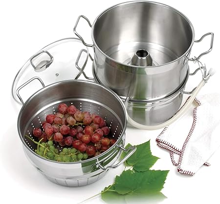 Norpro Stainless Steel Steamer/Juicer, 11qts/10.4L, 4qts/3.8L, 8.5qts/8L, As Shown
